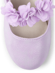 Girls Floral Ballet Flats - Lovely Lavender