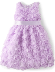 Girls Rosette Tulle Fit And Flare Dress - All Dressed Up
