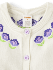 Girls Embroidered Floral Cardigan - Lovely Lavender