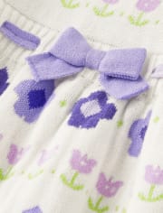 Girls Intarsia Floral Fairisle Sweater Dress - Lovely Lavender