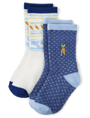 Boys Bunny Fairisle Crew Socks 2-Pack - Spring Celebrations