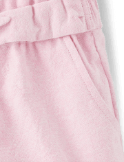 Girls Linen-Blend Tie Front Shorts