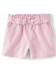 Girls Linen-Blend Tie Front Shorts