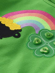 Girls Embroidered Shamrock Top - Little Leprechaun