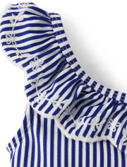 Girls Striped Ruffle One Piece Swimsuit - Splish-Splash
