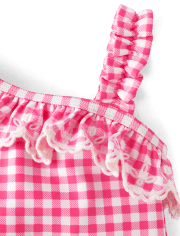 Traje de baño de una pieza con volantes a cuadros para niñas - Splish-Splash