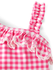 Girls Gingham Ruffle One Piece Swimsuit - Splish-Splash