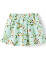 Falda-pantalón de popelín con lazo floral y pájaro para niña - Signs of Spring