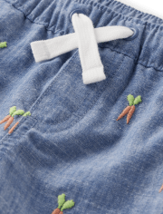Short à enfiler en chambray brodé carotte pour garçon - Garden Party