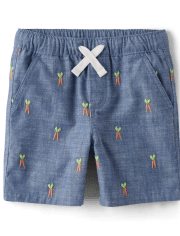Short à enfiler en chambray brodé carotte pour garçon - Garden Party
