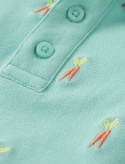 Boys Embroidered Carrot Pique Polo - Garden Party