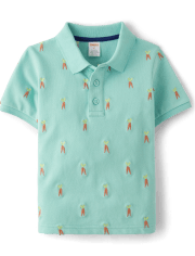 Boys Embroidered Carrot Pique Polo - Garden Party