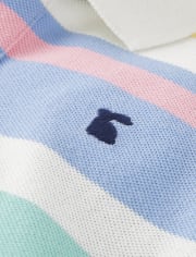 Boys Rainbow Striped Pique Polo - Spring Celebrations