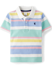 Boys Rainbow Striped Pique Polo - Spring Celebrations