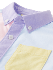 Boys Colorblock Oxford Button Up Shirt - Spring Celebrations