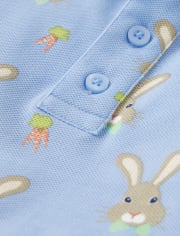 Polo de piqué con diseño de zanahoria y conejitos para niños - Celebraciones de primavera
