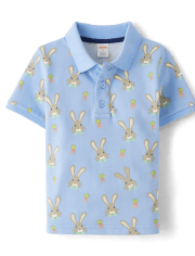 Polo de piqué con diseño de zanahoria y conejitos para niños - Celebraciones de primavera