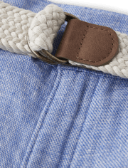 Short chino en coton et lin mélangés avec ceinture pour garçon