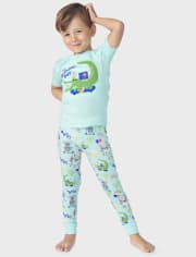 Boys Birthday Dino Alligator Snug Fit Cotton Pajamas - Gymmies