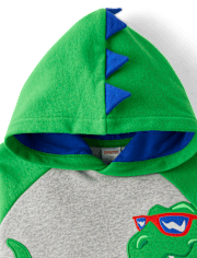Boys Embroidered Dino Fleece Hoodie - Birthday Boutique