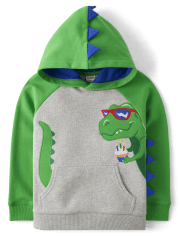 Boys Embroidered Dino Fleece Hoodie - Birthday Boutique