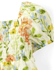Girls Smocked Floral Top - Prairie Fields