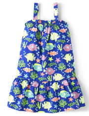 Girls Fish Ruffle Dress - Splish-Splash