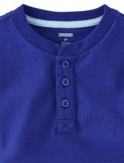 Boys Embroidered Plane Henley Top - Bon Voyage