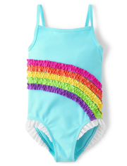 Girls Ruffle Rainbow One Piece Swimsuit - Splish-Splash