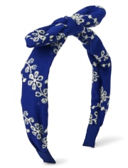 Girls Eyelet Bow Headband - Blue Belle