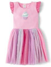 Girls Embroidered Cupcake Tutu Dress - Birthday Boutique