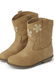 Girls Embroidered Cowgirl Boots - Prairie Fields