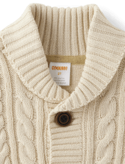 Boys Cable Knit Shawl Cardigan - Signs of Spring