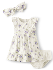 Baby Girls Floral Tiered Dress 2-Piece Outfit Set - Homegrown by Gymboree