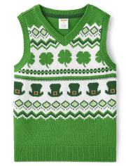 Boys Shamrock Fairisle Sweater Vest - Little Leprechaun