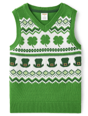 Chaleco tipo suéter Shamrock Fairisle para niños - Little Leprechaun