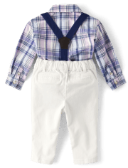 Baby Boys Dad And Me Plaid 2-Piece Outfit Set - Lovely Lavender