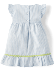 Baby Girls Embroidered Daisy Seersucker Ruffle Dress - Spring Celebrations