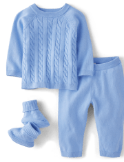 Baby Boys Cable Knit Sweater 3-Piece Outfit Set - Homegrown by Gymboree