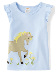 Girls Horse Flutter Top - Prairie Fields