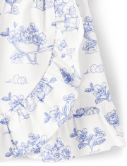 Jupe-short Fille Bunny en Popeline à Volants - Bleu Belle