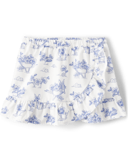 Jupe-short Fille Bunny en Popeline à Volants - Bleu Belle