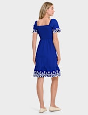 Robe à volants en popeline à œillets Mommy And Me pour femme - Blue Belle