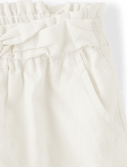 Girls Tie Front Shorts - Linen