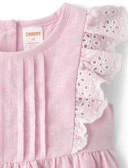 Haut Fille Eyelet en lin mélangé