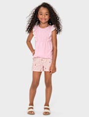 Haut Fille Eyelet en lin mélangé