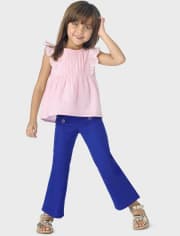 Haut Fille Eyelet en lin mélangé