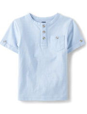 Boys Roll Cuff Henley Top - Prairie Fields