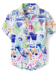 Boys Tropical Button Up Shirt - Bon Voyage