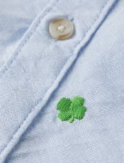 Camisa con botones Schiffli Shamrock para niños - Little Leprechaun